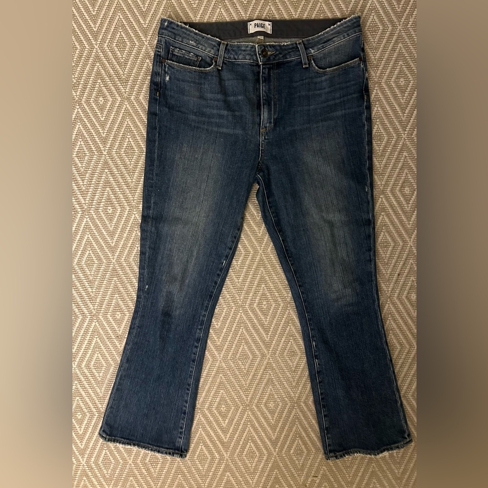 PAIGE Women's Flare Jeans in Dark Blue
